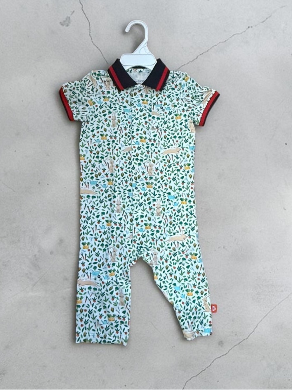 Magnetic Me Green Leaf & Bunny Polo Collar One-Piece